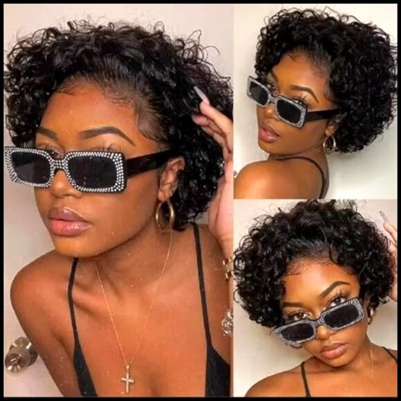 Short Bob Glueless Frontal Wig Human Hair Pre Plucked Deep Wave Lace Front main image 4